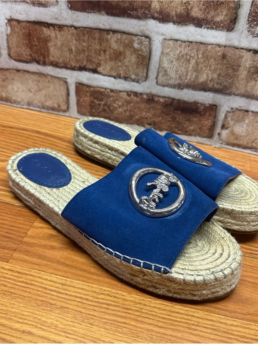 Coach Camille Espadrille Slide Sandals – Ocean Blue – Size 6 B